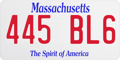 MA license plate 445BL6