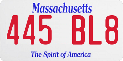 MA license plate 445BL8