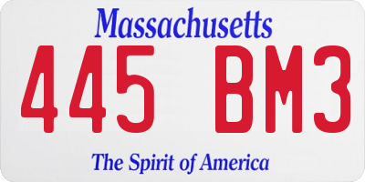 MA license plate 445BM3
