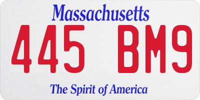 MA license plate 445BM9