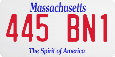 MA license plate 445BN1