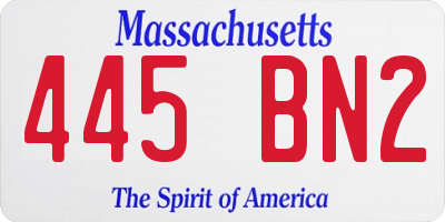 MA license plate 445BN2