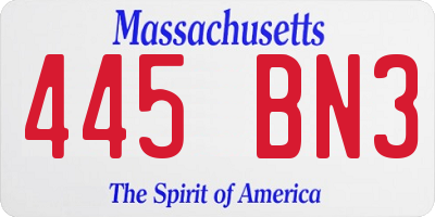 MA license plate 445BN3