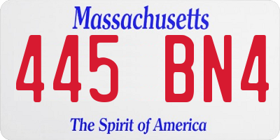 MA license plate 445BN4