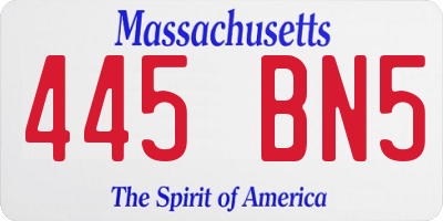 MA license plate 445BN5
