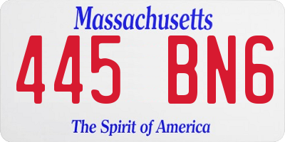 MA license plate 445BN6