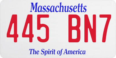MA license plate 445BN7