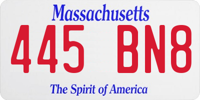 MA license plate 445BN8