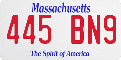 MA license plate 445BN9