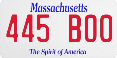 MA license plate 445BO0