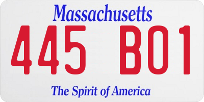 MA license plate 445BO1