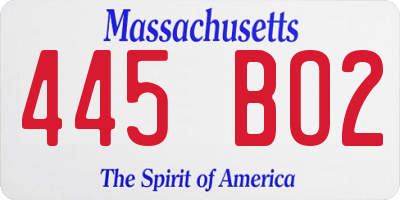 MA license plate 445BO2
