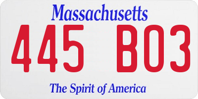 MA license plate 445BO3