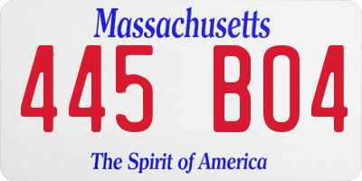 MA license plate 445BO4