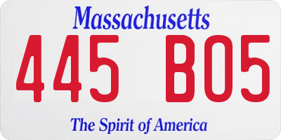 MA license plate 445BO5