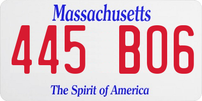 MA license plate 445BO6