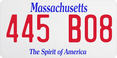 MA license plate 445BO8