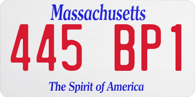 MA license plate 445BP1