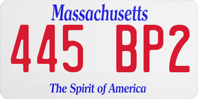 MA license plate 445BP2