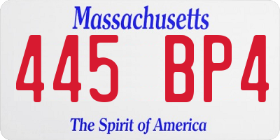 MA license plate 445BP4