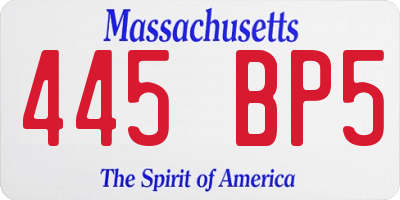 MA license plate 445BP5
