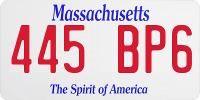 MA license plate 445BP6