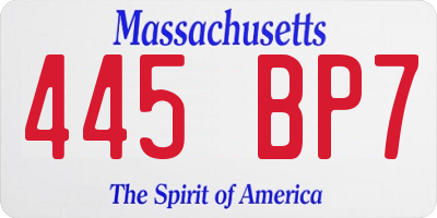 MA license plate 445BP7