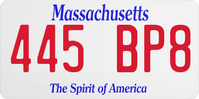 MA license plate 445BP8