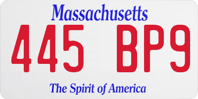 MA license plate 445BP9