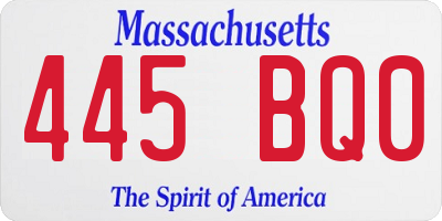 MA license plate 445BQ0