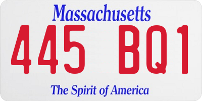 MA license plate 445BQ1