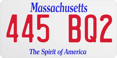 MA license plate 445BQ2