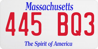 MA license plate 445BQ3
