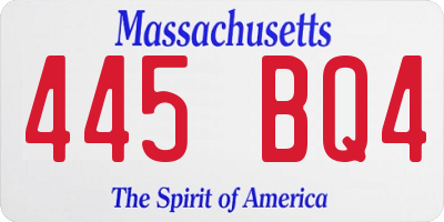 MA license plate 445BQ4