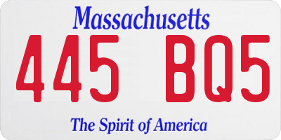 MA license plate 445BQ5
