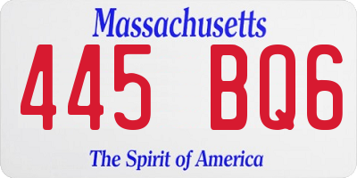 MA license plate 445BQ6