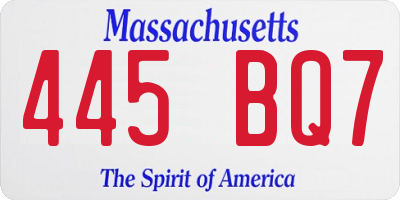 MA license plate 445BQ7
