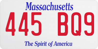 MA license plate 445BQ9