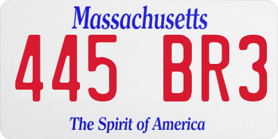 MA license plate 445BR3