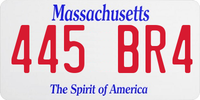 MA license plate 445BR4