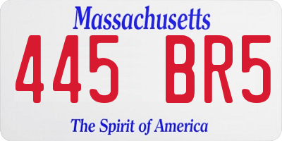 MA license plate 445BR5
