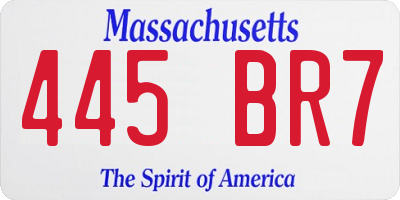 MA license plate 445BR7