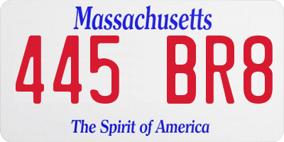 MA license plate 445BR8