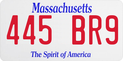 MA license plate 445BR9