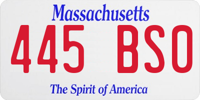 MA license plate 445BS0