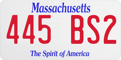 MA license plate 445BS2