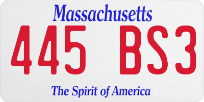 MA license plate 445BS3