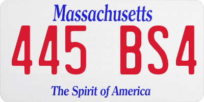 MA license plate 445BS4