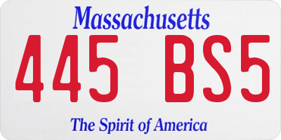 MA license plate 445BS5