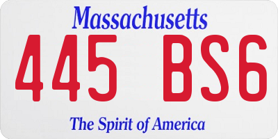 MA license plate 445BS6